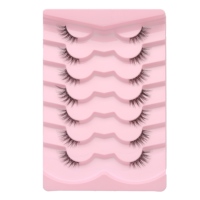 Vente en gros d'usine de bandes de cils 3D en soie naturelle, cils vaporeux, faux cils vegan, 8 paires de faux cils en vison, boîte de cils personnalisée