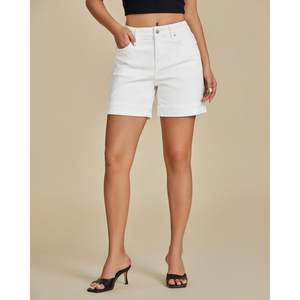 2025 femmes à la mode taille haute mi-cuisse Jean Shorts Skinny Fit extensible Denim Jorts pour décontracté été - Product Image 2