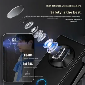 Nhà Thông Minh Chống Trộm nhập cửa khóa với 3D khuôn mặt vân tay & mật khẩu <span class=keywords><strong>wifi</strong></span> tuya App đám mây lưu trữ dữ liệu cho gỗ/kim loại cửa ra vào - Product Image 3