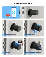 Serrure de cylindre intelligente sans clé en alliage d'aluminium pour porte en bois, application Tuya, WiFi, carte NFC, code PIN, clé mécanique, déverrouillage, stockage cloud