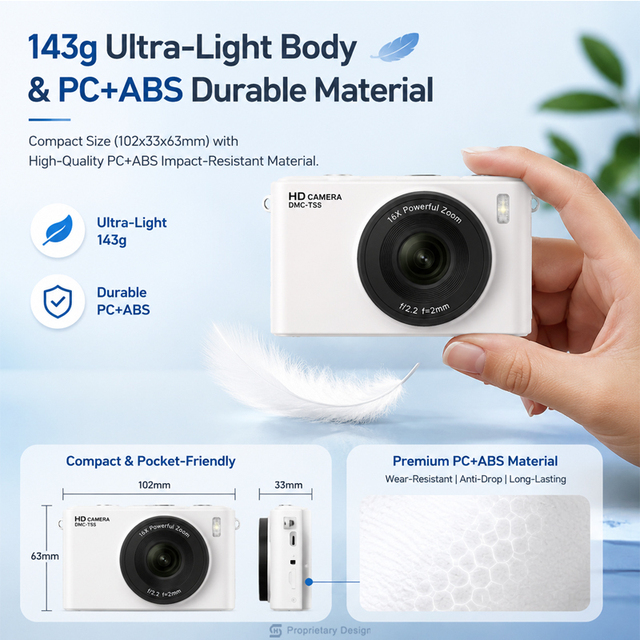 Portable Flip 4K Vlogging 64MP AF 2.4 IPS Rotating Screen MP3 Games Face Detection Type C Recorder for Young Adults Daily