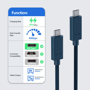 USB 4สายโคแอกเชียล40Gbps 8K60Hz 100W 5A PD ชาร์จเร็วพิเศษ3.5มม. สายข้อมูลวิดีโอแบบนุ่มสำหรับ <span class=keywords><strong>VR</strong></span> AR MR แว่นตา PC - Product Image 2