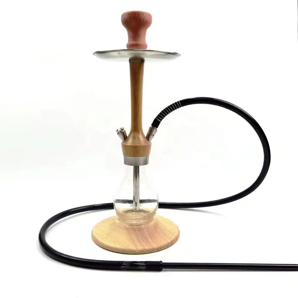 Narguilé arabe à double pipe Ensemble de base en bois Kit d'accessoires pour fumeurs modernes Narguilés électriques portables