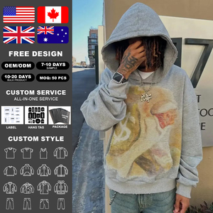 High Quality 500gsm Hoodies Heavyweight Men's Oversized Hoodies French Terry Hoodies Drop Shoulder Men Hoodies Printing Hoodies - Product Image 2