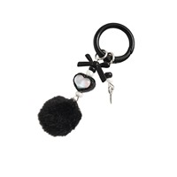 Porte-clés mignon en forme de cœur avec nœud et pompon en fourrure, breloque de sac en peluche colorée, accessoires de chaîne de téléphone pour la décoration de sac à dos
