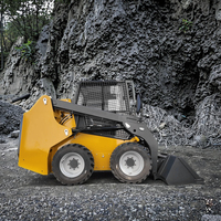 Mini-chargeuse compacte EPA YANMAR Euro 5 à prix abordable, cabine, moteur diesel, chargeuse sur pneus, certifiée CE, composants principaux : pompe, godet de 0,4 m, garantie 1 an