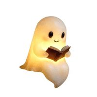 Figurine de fantôme d'Halloween lumineuse, statue mignonne en train de lire, décoration intérieure style 1 pour chambre à coucher