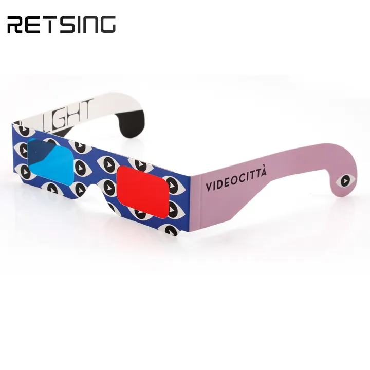 Hot Sale Customized Design Red Blue Cyan Anaglyph Paper 3D Vision Glasses for Video Movie TV