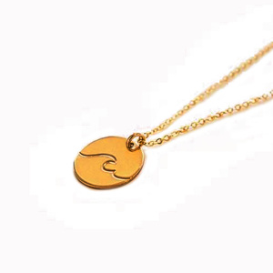 Collar de Disco con Ola del Océano, Joyería de Playa Circular Hawaiana para Surfistas, Personalizado para Mujer, en Oro de 18k, Simple y Delicado, de Olivia - Product Image 2