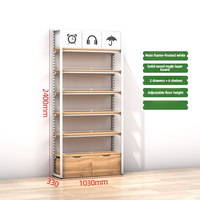 Étagère de présentation robuste en fer et bois noir mat avec logo personnalisé, armoire de rangement, support mural réglable
