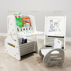 Tableau de <span class=keywords><strong>dessin</strong></span> pour enfants, tableau d'écriture et de peinture pour tout-petits avec chaise de bureau et armoire de rangement pour l'apprentissage précoce à domicile - Product Image 2