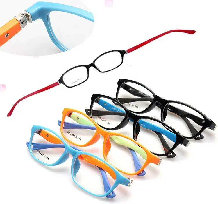 Очки для девочек UV400, компьютерная оправа для очков, детская прямоугольная силиконовая оптическая оправа TR90