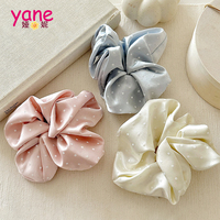 Label Kustom Polka Dot Scrunchies Besar Elastisitas Tinggi Ikat Rambut Wanita Korea Satin Aksesoris Rambut Mewah