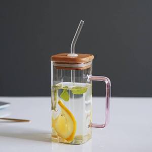 2023 New vuông tùy chỉnh 400ml rõ ràng bia BOBA uống Mug tái sử dụng chịu nhiệt Glass Tumbler cup với màu xử lý - Product Image 5