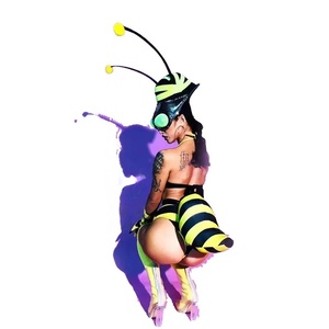 Costume de scène sur le thème de la petite <span class=keywords><strong>abeille</strong></span> Bar Gogo, couvre-chef jaune <span class=keywords><strong>sexy</strong></span> pour femmes, tenue de danse pour équipe de boîte de nuit - Product Image 5