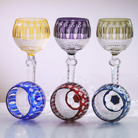 Verre à vin en cristal multicolore de style vintage Edo Kiriko, gobelet artisanal avec gravure bohème classique pour la verrerie de bar