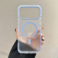 Étui magnétique transparent mince à rayures ondulées pour iPhone 16 15 14 13 17 18 Pro Max, compatible avec la charge sans fil, coque transparente antichoc