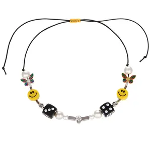 Top Sell Stock DIY Smiley Personalized Pearl Butterfly Vintage Skull Dice Beads Name Alphabet Charm Necklace