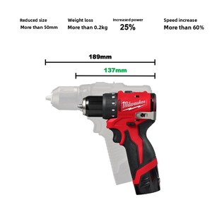   <span class=keywords><strong>Taladro</strong></span> Atornillador Subcompacto sin Escobillas <span class=keywords><strong>M12</strong></span> BLDDRC de 12V, 40Nm de Torque, Portabrocas Metálico de 10mm - Product Image 2