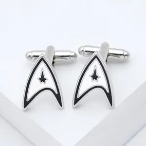 Trek Cufflinks Zinc Alloy High Quality Men&#39;s T-shirts Cufflinks Silver Plated Fashion Jewelry Star for Men