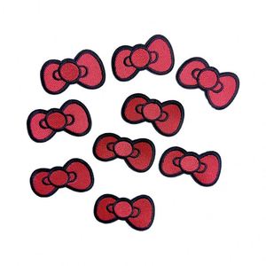New Hot Iron on Embroidered <b>Red</b> Bowknot Patch for Hat Hoodies Decoration - Product Image 3