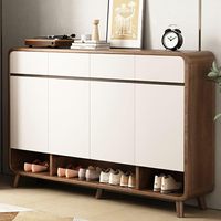 Meuble à chaussures en bois massif intégrant un rangement pour entrée, un couloir extérieur et une structure de support pour étagère à chaussures d'ascenseur