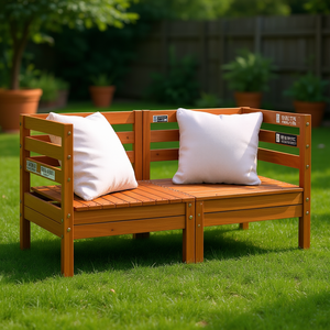 Conjunto de Sofás de Jardín de Madera de Pino Maciza, Diseño de 2 Unidades Individuales, Color Marrón, Muebles de Exterior Estilo Rústico - Product Image 2