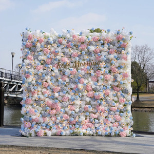 Mur de bienvenue rose 5D écologique en gros, arrangement de fleurs artificielles de 2,4x2,4m pour mariage, inscription, événement de <span class=keywords><strong>jardin</strong></span> - Product Image 3