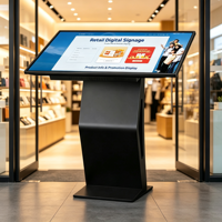 Kiosque interactif tactile 4K de 43 pouces, 20 points tactiles pour affichage d'informations dans les centres commerciaux, base en forme de K pour Windows