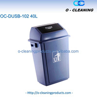 Poubelle commerciale d'intérieur O-Cleaning de 8 L en plastique avec couvercle à poussoir, bac à ordures pour bureau/cuisine/salle de bain/magasin/maison