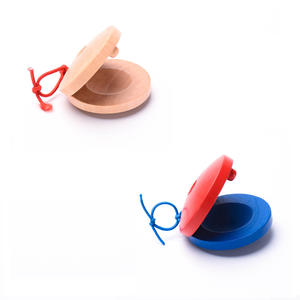Juguetes educativos para bebés, castañuelas redondas de madera para bebés, instrumento de juguete para niños, anillo doble rojo y azul, juguetes para hacer un sonido - Product Image 4