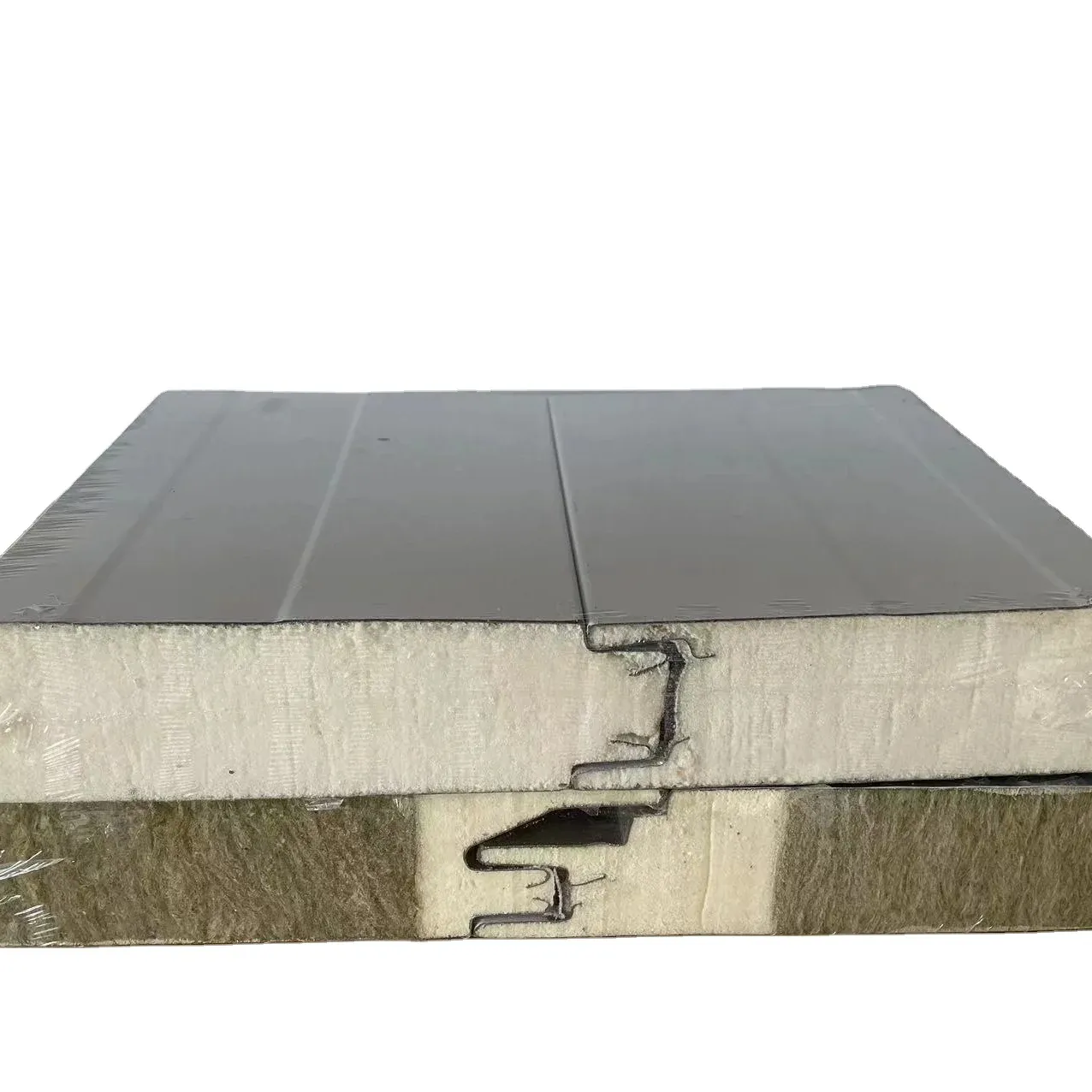Yanmaz yalıtımlı termal kaya yünü/EPS /PU kompozit sandviç lambri çatı için dış duvar