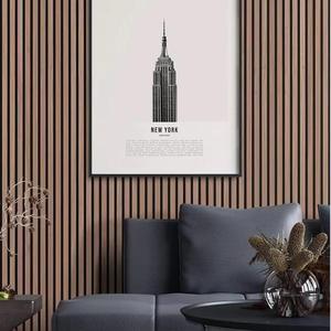 Design moderno WPC parete pannello composito legno rovere nero acustica <span class=keywords><strong>pannelli</strong></span> a parete fonoassorbente prezzo ragionevole modello 3D - Product Image 6