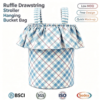 Organisateur de poussette en coton à volants, sac de rangement pour couches de bébé avec cordon de serrage, imprimé personnalisé, accessoires de poussette