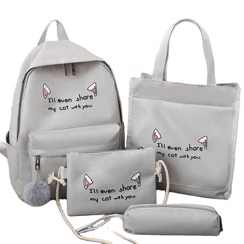 COPY - 4pcs Women Casual Canvas Backpack Letter Printing Luxury Women Designer Letter Printing Backpacks - Secure  main image 3