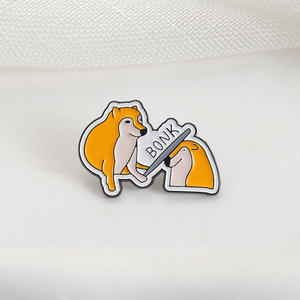 Broche de Perro Shiba Inu <span class=keywords><strong>BONK</strong></span> Beat Amarillo, Broches de Metal con Esmalte de Animales Lindos, Insignia de Solapa, Joyería Divertida, Regalo para Amigos - Product Image 3