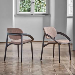 Ensemble de chaises de salle à manger modernes nordiques, durables, en bois français, revêtement en lin écologique pour salle à manger, bureau à domicile, hôtel - Product Image 4