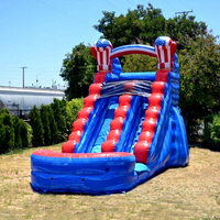 Toboggans aquatiques gonflables commerciaux populaires à double piste avec grande piscine à éclaboussures, pour enfants et adultes