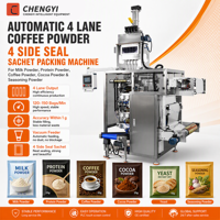 Machine d'emballage automatique haute vitesse à 4 voies et 4 soudures latérales pour sachets de poudre de café, machine multi-voies pour sachets de café instantané en stick