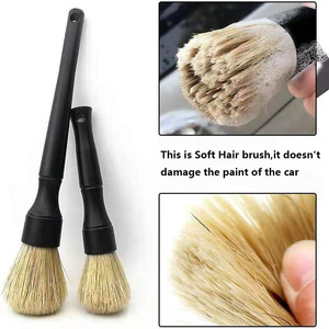 2 Pezzi Spazzole per Lavaggio Auto 100% Naturali in Crini di Maiale, Strumento Portatile per <span class=keywords><strong>Pulizia</strong></span> Interna, Cruscotto, <span class=keywords><strong>Sedili</strong></span>, Finiture Esterne - Product Image 4
