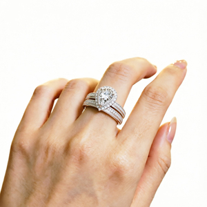 Fashion Jewelry 925 Sterling <b>Silver</b> Rhodium Plated Water Drop Shaped 5A Cubic Zircon Stackable Women's Engagement <b>Ring</b> - Product Image 5