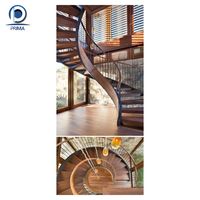 Escalier en colimaçon en bois massif avec structure en acier, nouveau design pour villa intérieure, garantie de 3 ans