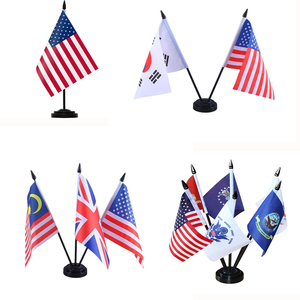 Usine En Gros Impression Personnalisée Polyester <span class=keywords><strong>Bureau</strong></span> 8x5 ft <span class=keywords><strong>Bureau</strong></span> Table Drapeau Fanion avec Base En Plastique Noir Portable - Product Image 2