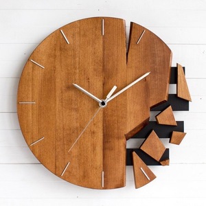นาฬิกาควอตซ์ไม้ลายแตกแบบนามธรรมจากโรงงานโดยตรง - Product Image 2