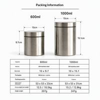 Pot de conservation hermétique en acier inoxydable 304 de qualité alimentaire avec couvercle et cuillère, personnalisable avec logo, pour protéines en poudre, thé, café, nutrition sportive