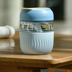 360ML/12oz Glass Water <b>Bottle</b> <b>Coffee</b> Cup Travel Drink Mug with Straw - Product Image 1