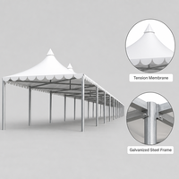 Abri de voiture à membrane, double rangée de colonnes, auvent de couloir, abri de stationnement, abri de passage, imperméable, résistant aux UV, personnalisé