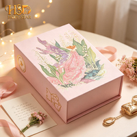 Boîte cadeau magnétique en forme de livre, personnalisée, à motifs floraux, pour bijoux et cosmétiques, avec insert en velours et logo personnalisé