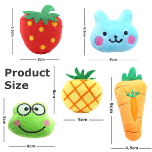 Juego de Juguetes de Peluche con Catnip de Dibujos Animados Lindos - Formas de Zanahoria, Piña, Fresa, Rana y Conejo, Interactivos para Juego Individual y Alivio de la Dentición para Gatos - Product Image 2
