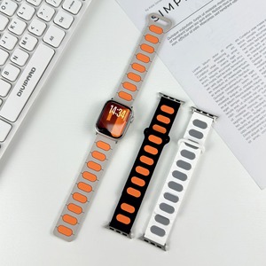 Bracelet de montre en silicone bicolore Forwelleny, bracelet sport ovale segmenté bicolore pour <span class=keywords><strong>Apple</strong></span> Watch Series 11 10 9 <span class=keywords><strong>8</strong></span> Ultra 2 49 mm 45 mm - Product Image 5